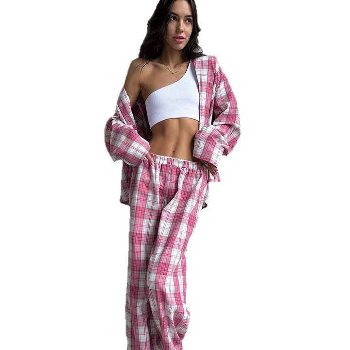 Damen Karo Schlafanzugset Drune