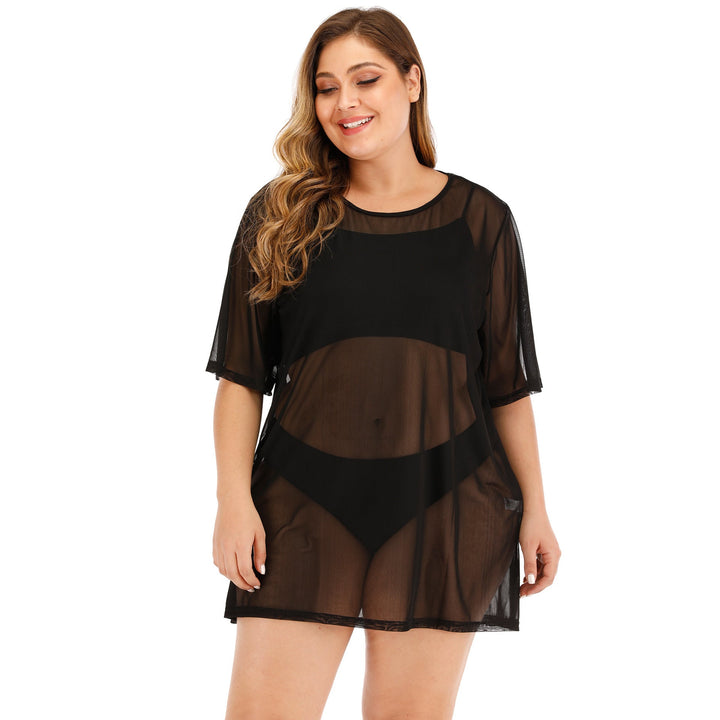 Damen transparenter Strandüberwurf mit weitem Schnitt Drune