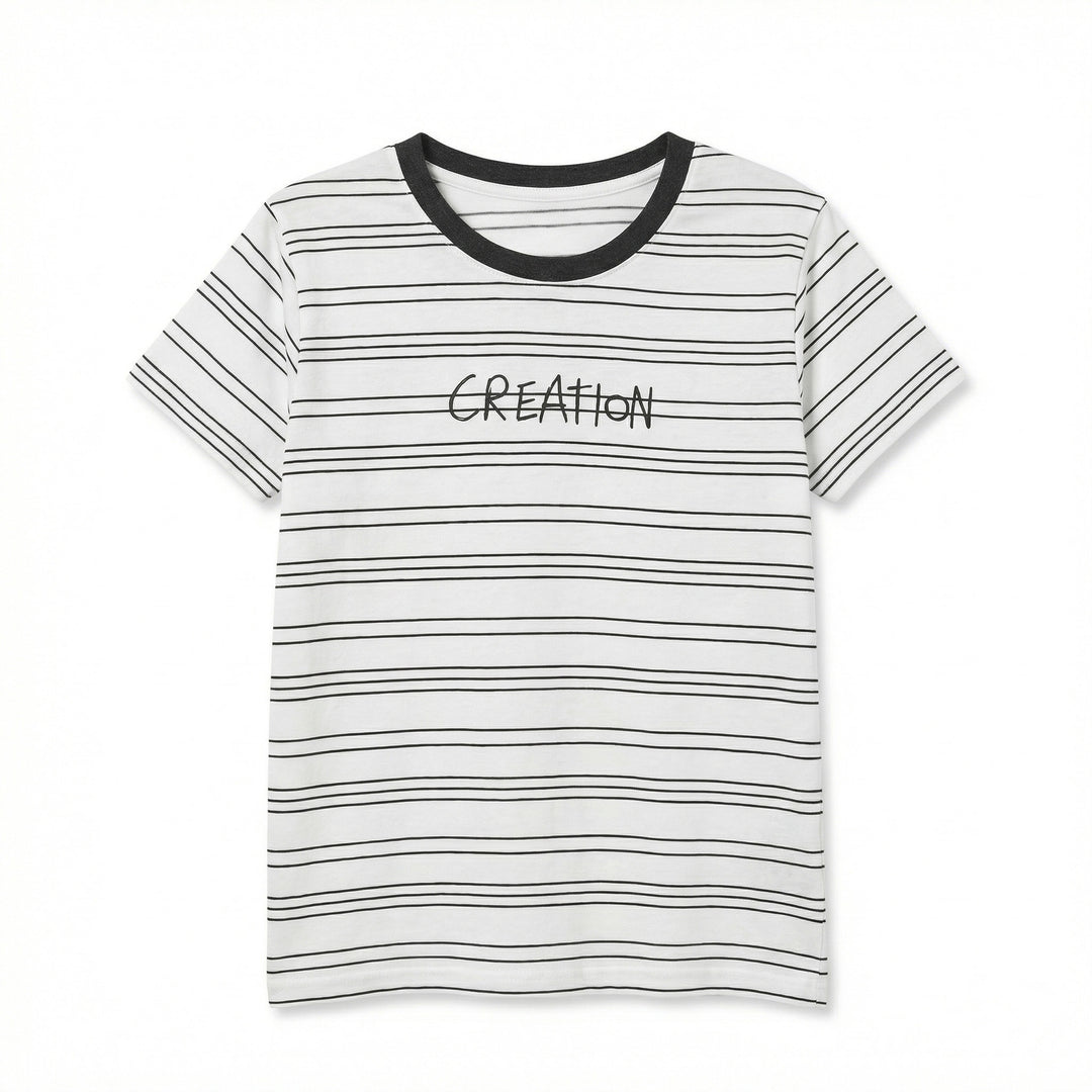 Damen Modernes Streifen-Shirt mit Rundhalsausschnitt Drune