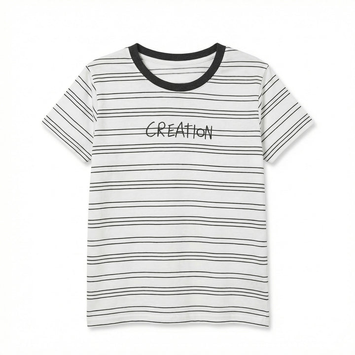 Damen Modernes Streifen-Shirt mit Rundhalsausschnitt Drune