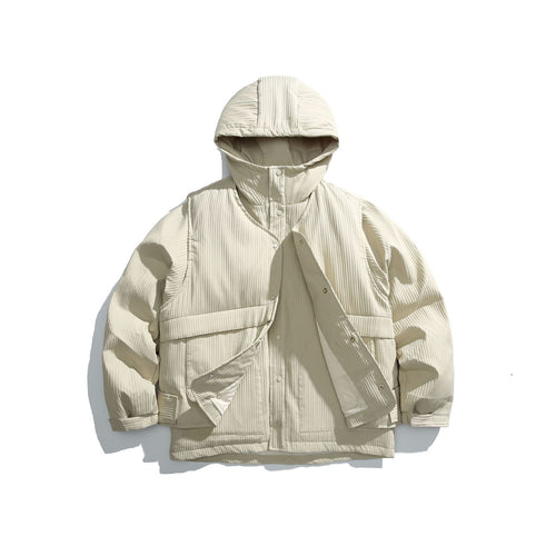 Herren Steppjacke mit Kapuze und geripptem Strukturstoff Drune