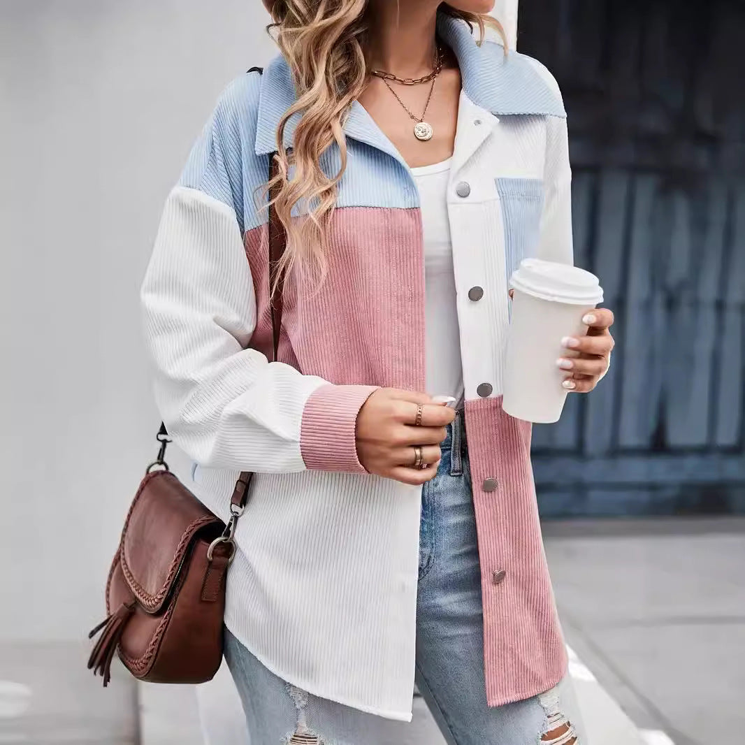 Damen Cordjacke mit Farbblockdesign Drune
