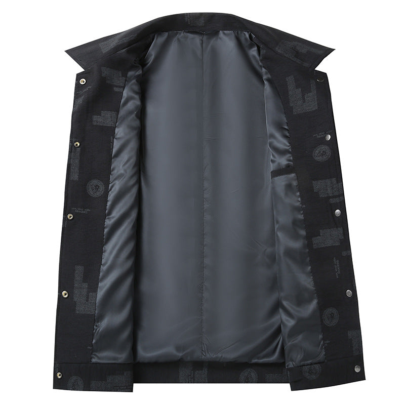 Herren Leichtes strukturiertes Overshirt mit aufgesetzten Pattentaschen und dezentem Allover-Print Drune