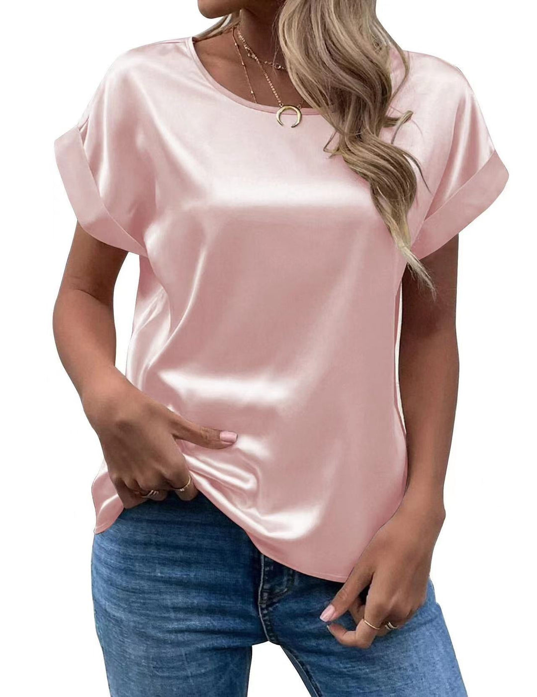 Damen Satin T-Shirt mit elegante Details Drune