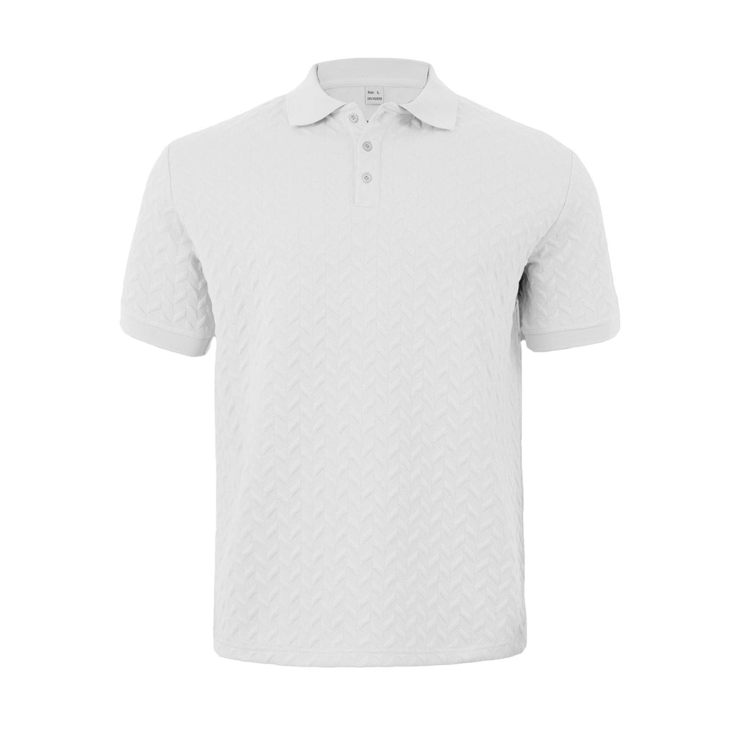 Herren nan feingewobenes Polohemd mit Chevron-Reliefstruktur und kurzer Knopfleiste Drune
