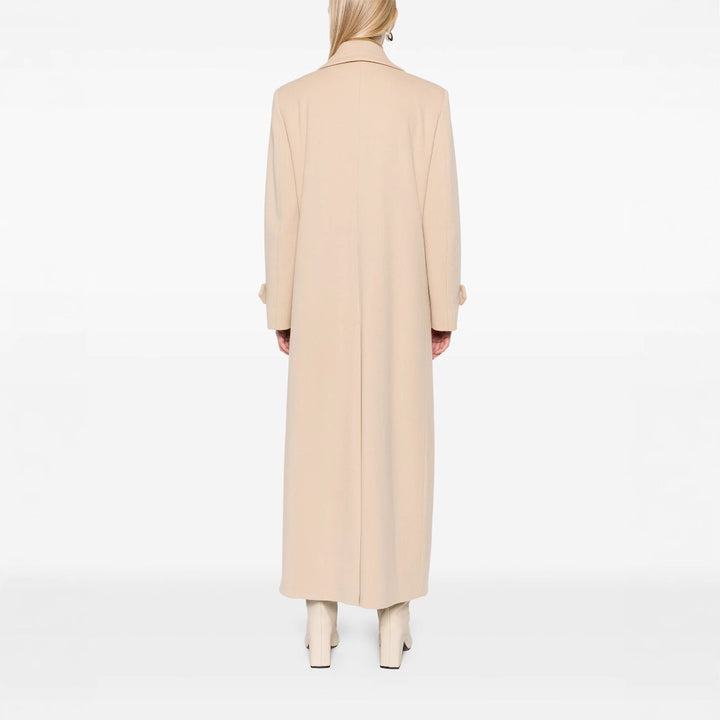 Damen Maxi-Mantel mit doppelreihiger Knopfleiste, weitem Revers und Pattentaschen Drune