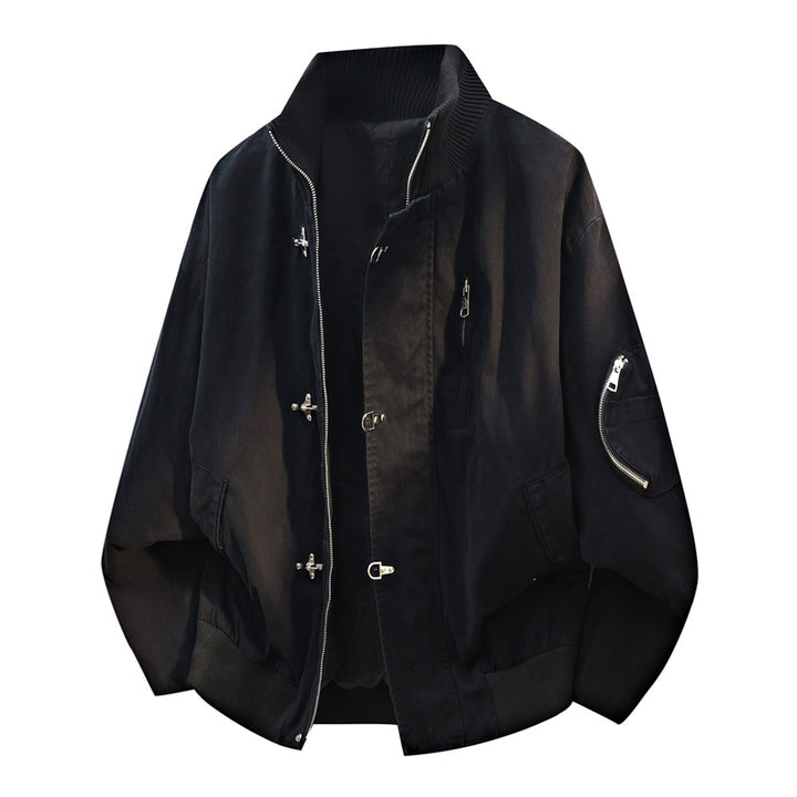 Herren Oversize Bomberjacke im Utility-Look mit Stehkragen, Mehrfach-Reißverschlüssen & Ärmeltasche Drune