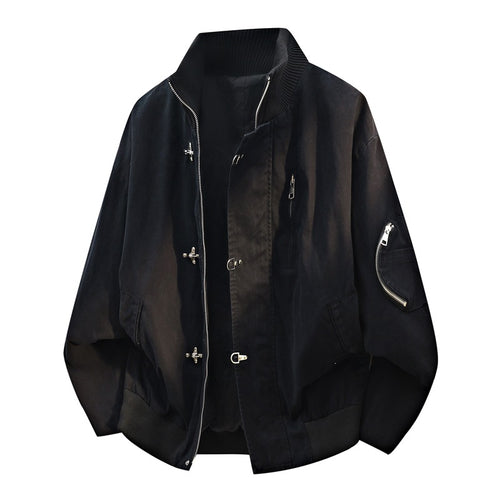 Herren Oversize Bomberjacke im Utility-Look mit Stehkragen, Mehrfach-Reißverschlüssen & Ärmeltasche Drune
