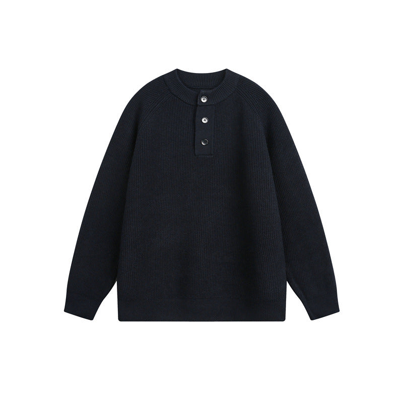 Unisex Rippsweater mit Henley-Knopfleiste und Raglanärmeln Drune