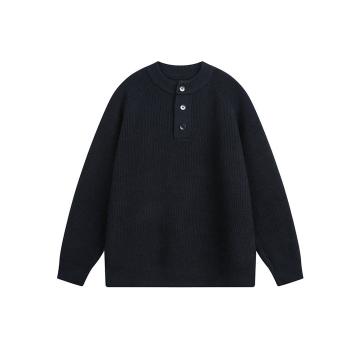 Unisex Rippsweater mit Henley-Knopfleiste und Raglanärmeln Drune