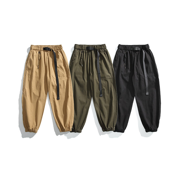 Herren Tapered-Canvas-Cargo-Jogger mit elastischem Kordelbund und integriertem Gurt Drune
