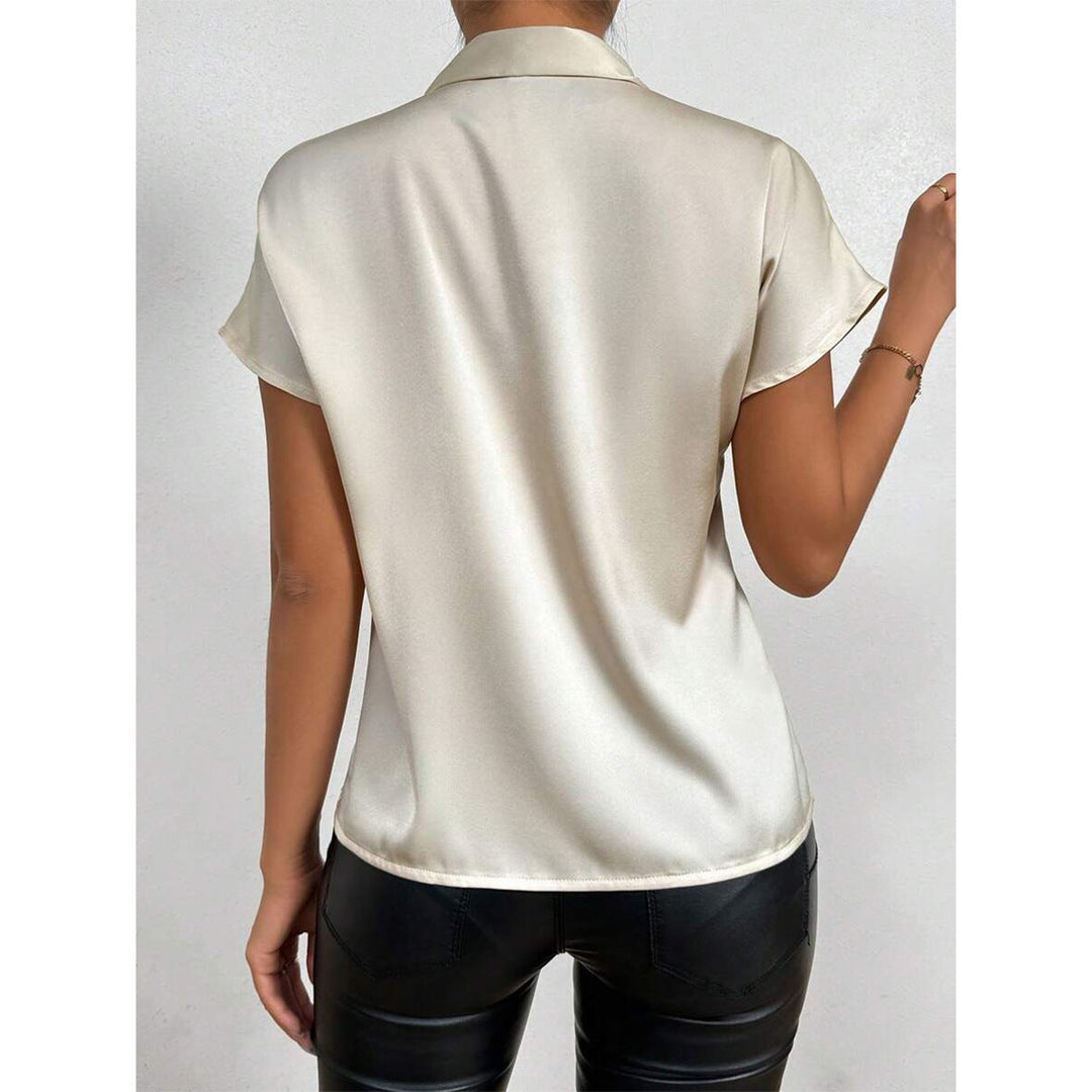 Damen Elegantes Satinoberteil mit Schleife Drune