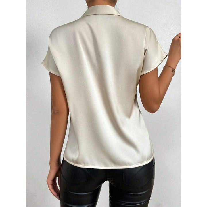 Damen Elegantes Satinoberteil mit Schleife Drune