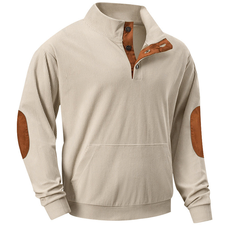Herren bequemer Pullover mit Stehkragen und Knopfleiste Drune
