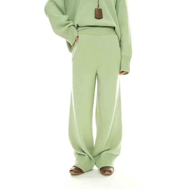 Damen Weiche Strick-Loungehose mit weitem Bein und Eingrifftaschen Drune