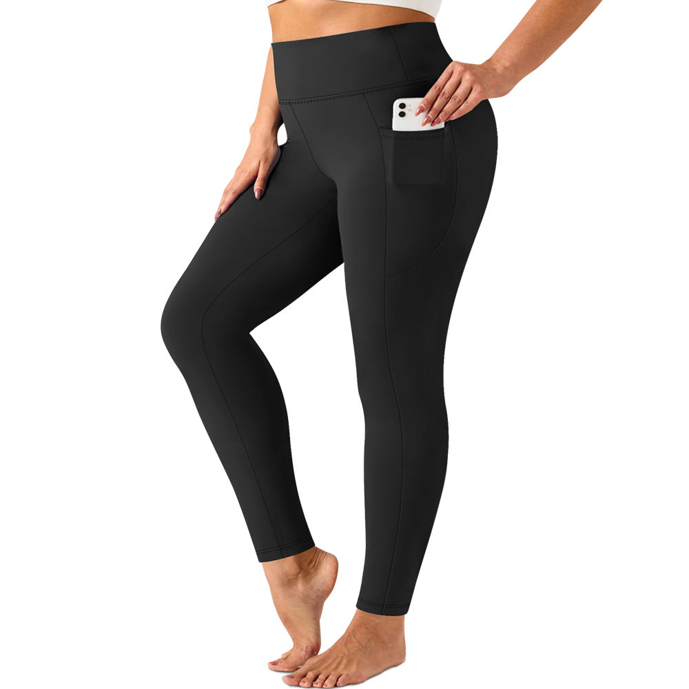 Damen hochtaillierte Sportleggings mit Seitentasche und formendem Stretchmaterial Drune