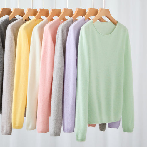 Damen Feiner ultraleichter Rundhalspullover aus Mikrofaser-Feinstrick mit minimalistischer Silhouette Drune
