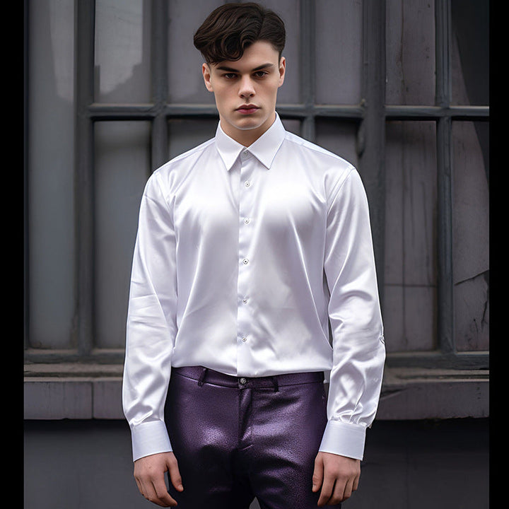 Herren elegante und glänzende Hemd Drune