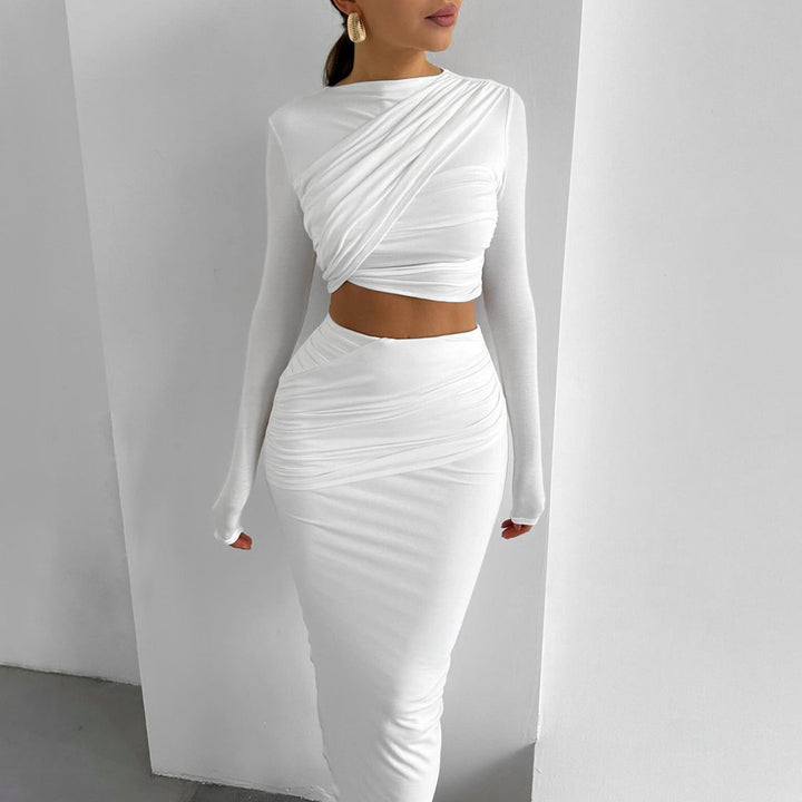 Damen elegantes Oberteil und Rock Set Drune