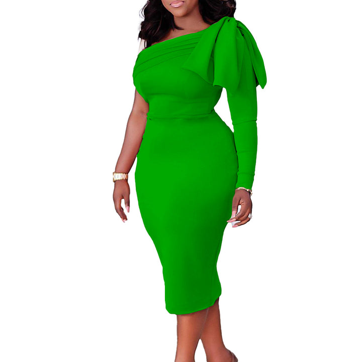 Damen Elegantes Wickelkleid mit asymmetrischem Ausschnitt und Schleifendetail Drune