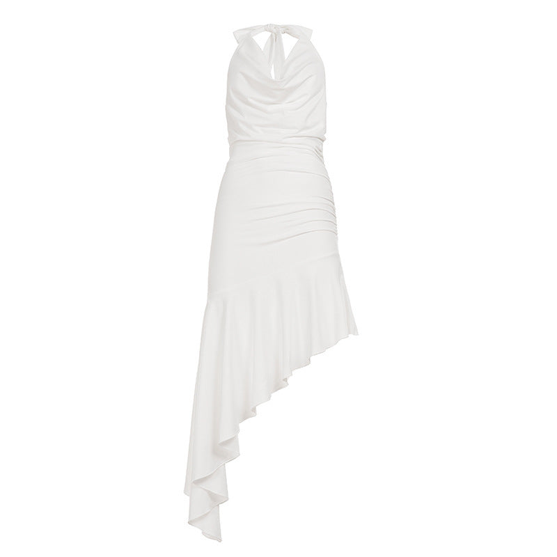 Damen Abendkleid mit asymmetrischem Schnitt und Raffung Drune
