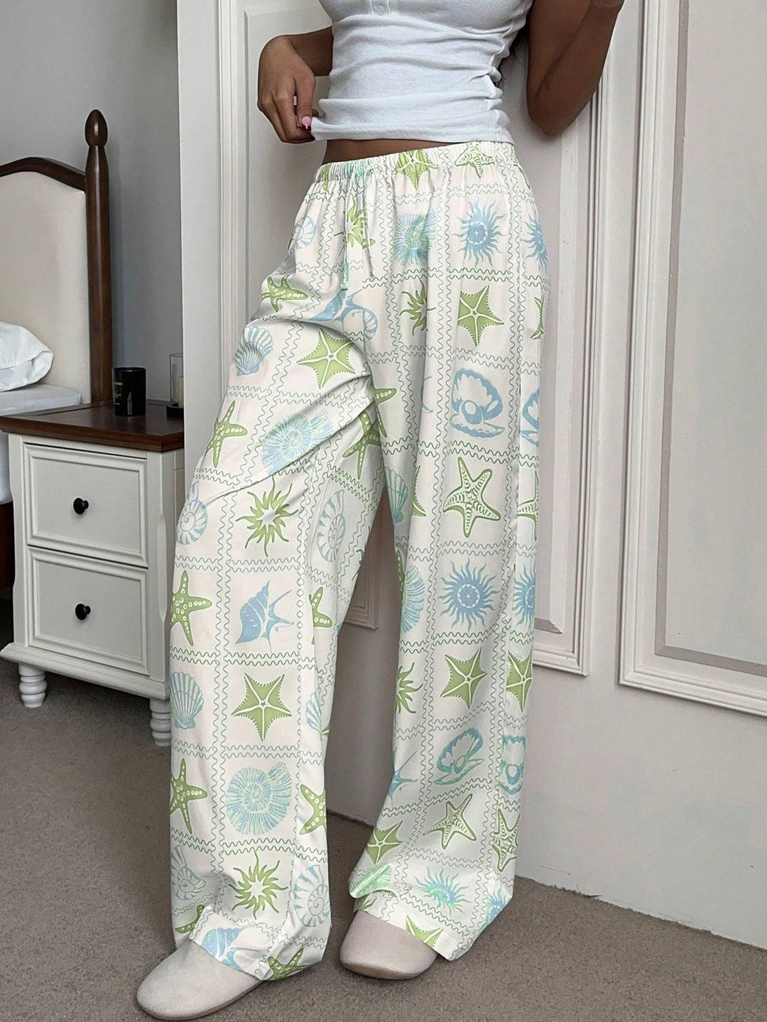 Damen Legere Palazzo-Hosen Drune