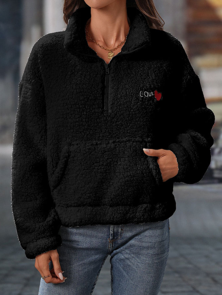 Damen Kuscheliger Fleece-Pullover mit hohem Kragen und praktischen Taschen Drune