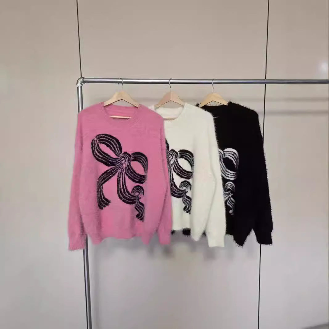 Damen Kuscheliger Pullover mit dekorativem Schleifenmuster Drune