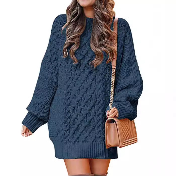 Damen Großer Strickpullover mit Zopfmuster und lässigem Schnitt Drune
