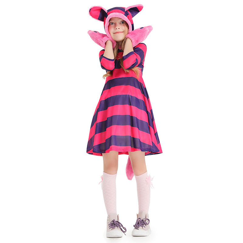 Mädchen Kapuzenkleid mit tierischen Ohren und verspielten Details Drune