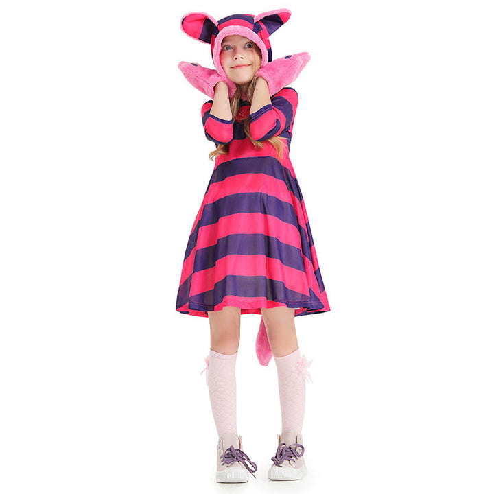 Mädchen Kapuzenkleid mit tierischen Ohren und verspielten Details Drune