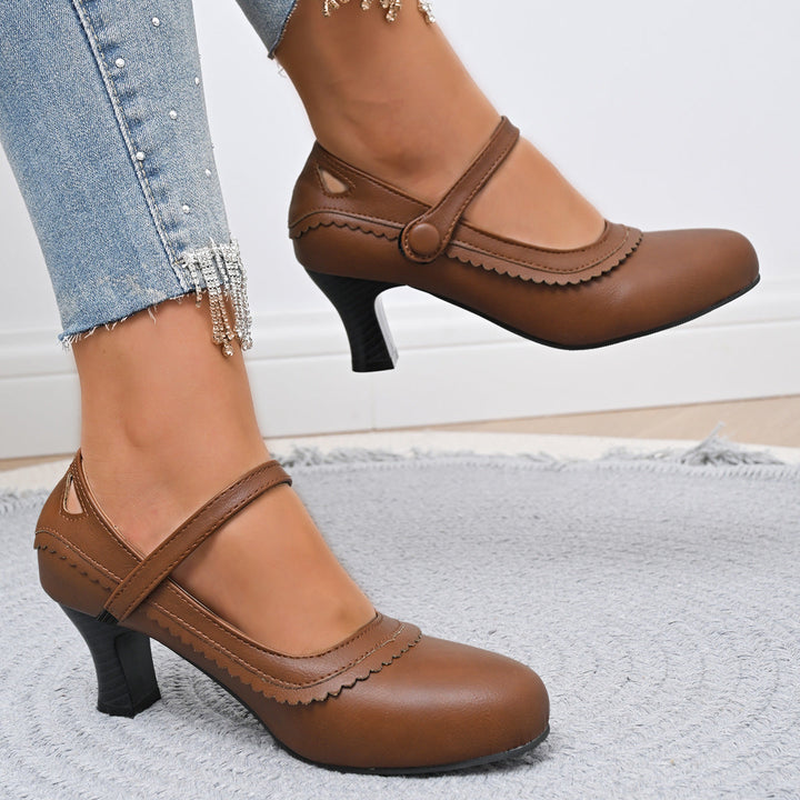 Damen Absatzschuhe mit verstellbarem Riemen und eleganter Schnalle Drune