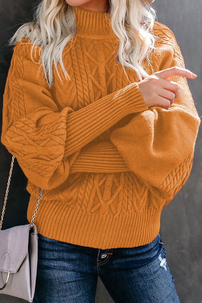 Damen Strickpullover mit hohem Kragen und strukturiertem Muster Drune