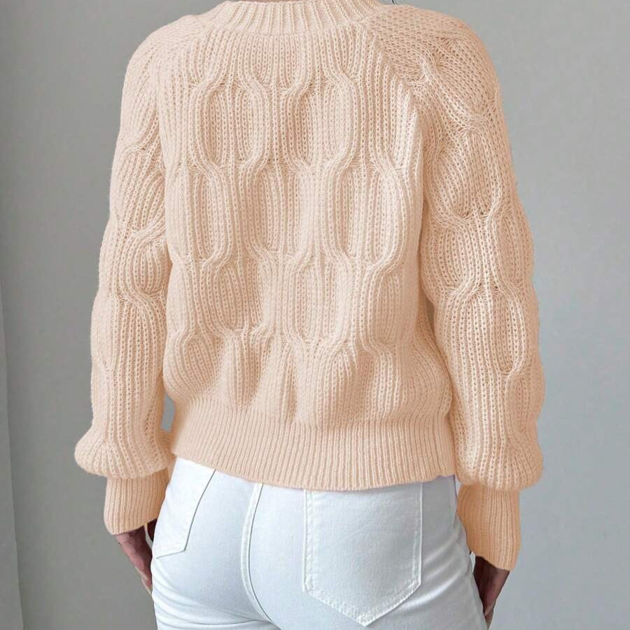 Damen Grob gestrickte Cardigan mit Blumenverzierungen und V-Ausschnitt Drune