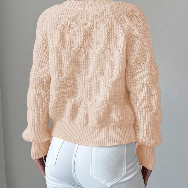 Damen Grob gestrickte Cardigan mit Blumenverzierungen und V-Ausschnitt Drune