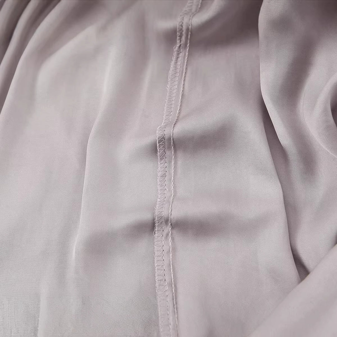 Damen Elegante Schlupfbluse mit Bindeschal, voluminösen Manschetten und kastiger Silhouette Drune