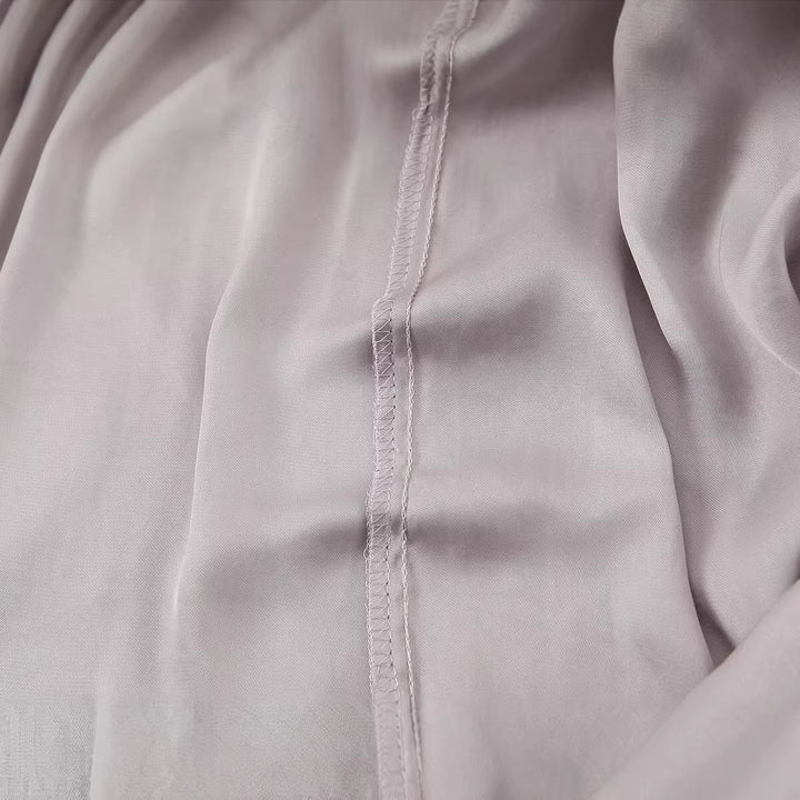 Damen Elegante Schlupfbluse mit Bindeschal, voluminösen Manschetten und kastiger Silhouette Drune