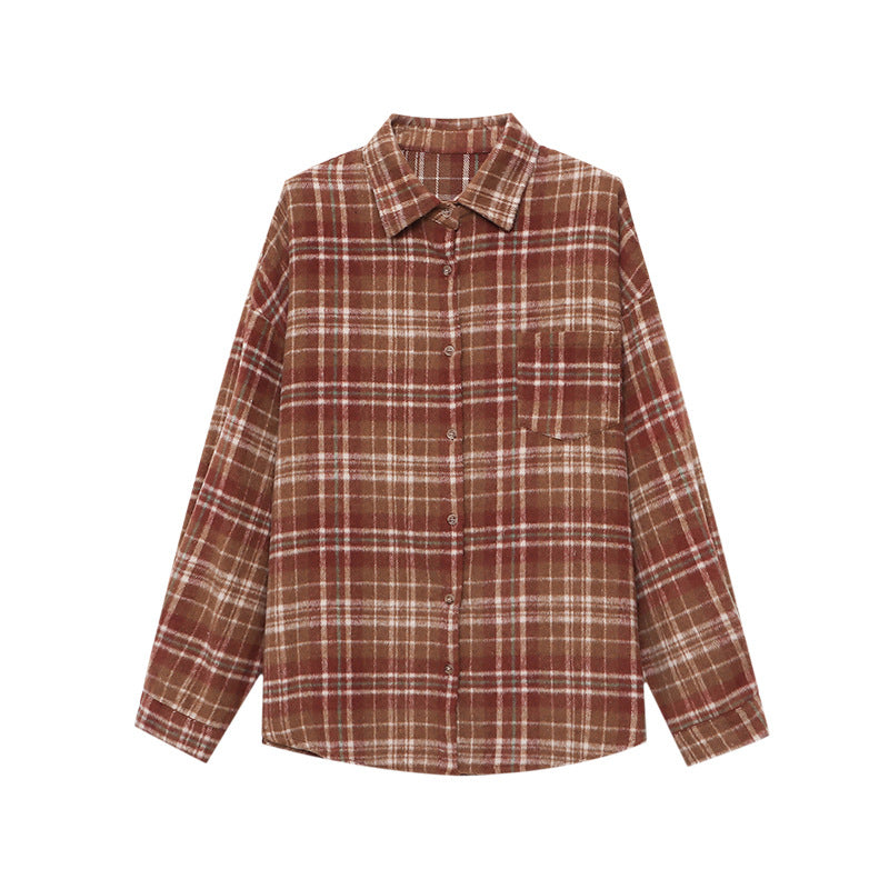 Damen Karo-Hemdjacke mit lässigem Schnitt und praktischen Taschen Drune