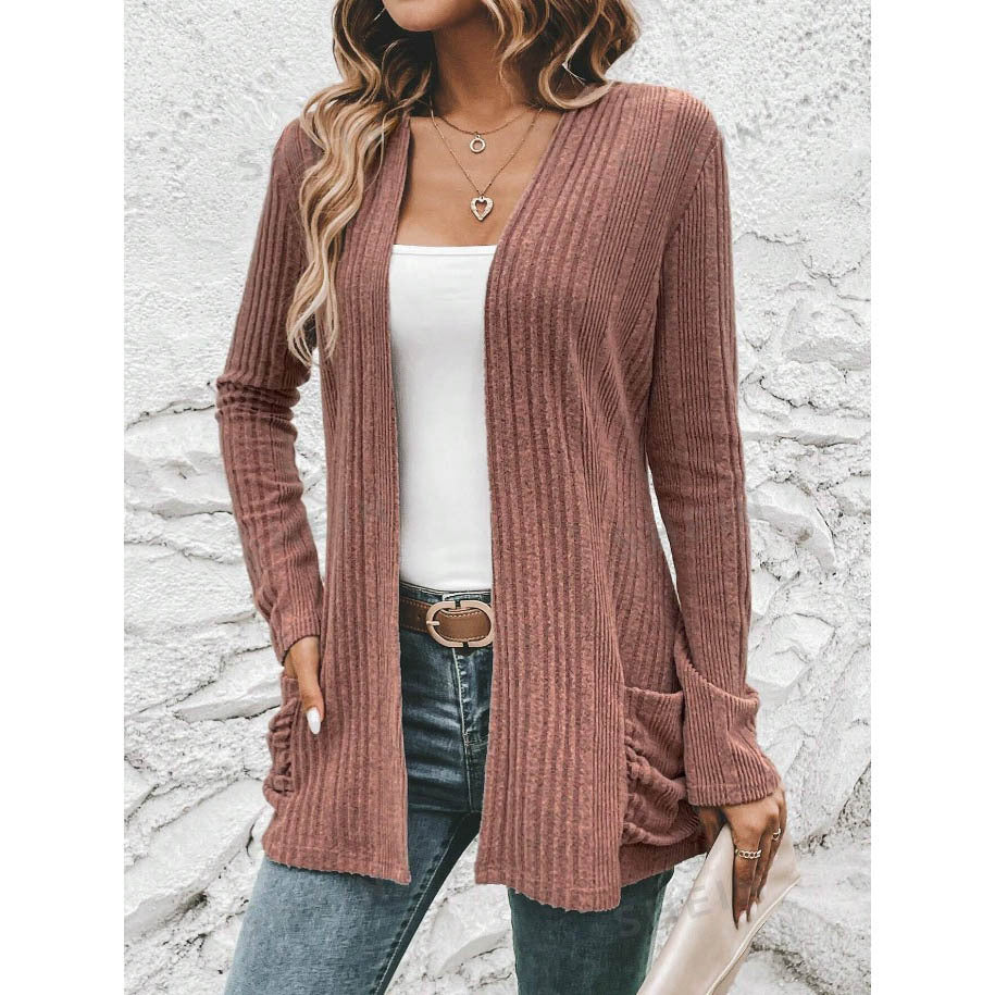 Damen Strickjacke mit offenem Design und praktischen Taschen Drune
