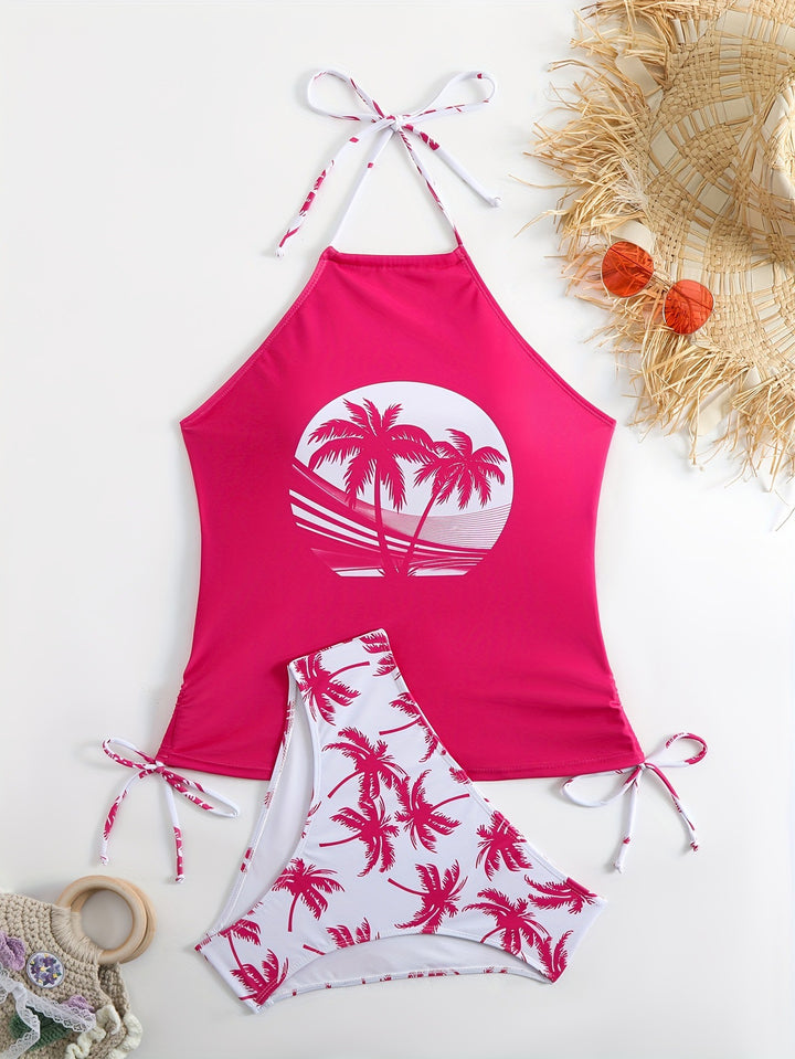 Damen Tankini-Set mit floralem Palmendruck Drune