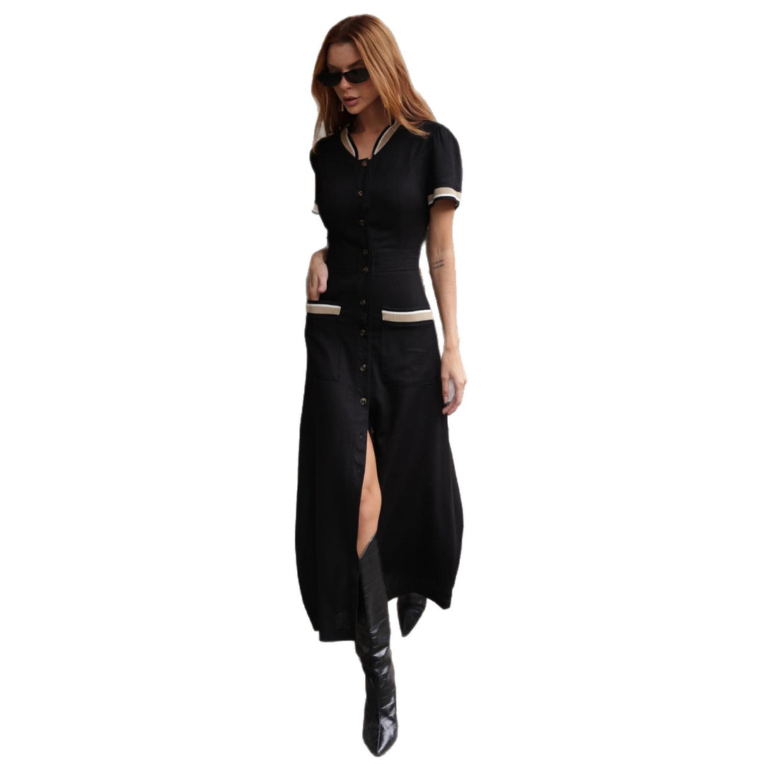 Damen Maxikleid mit eleganter Knopfleiste und seitlichem Schlitz Drune