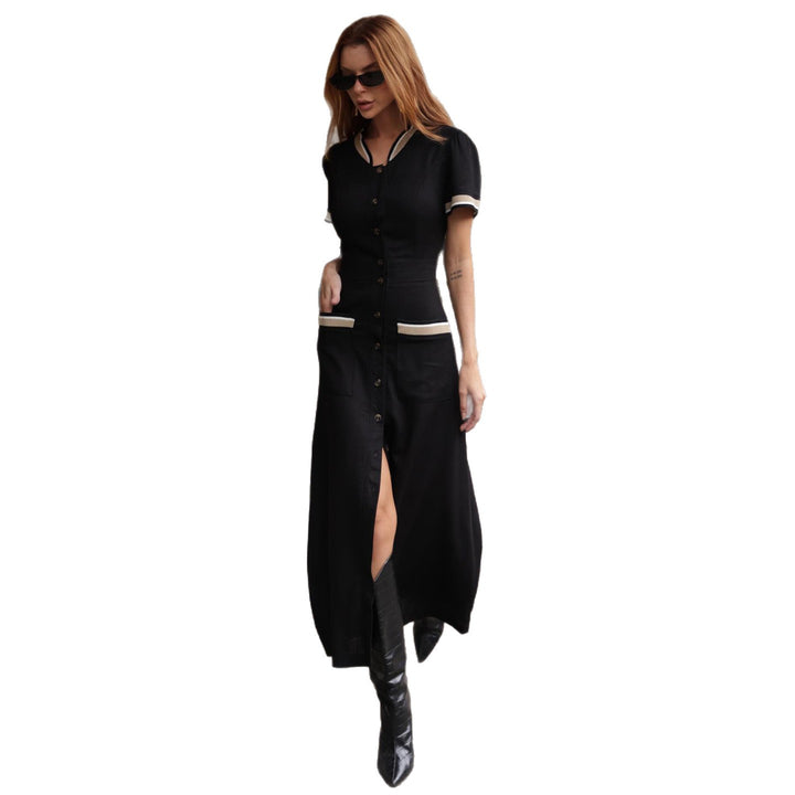 Damen Maxikleid mit eleganter Knopfleiste und seitlichem Schlitz Drune