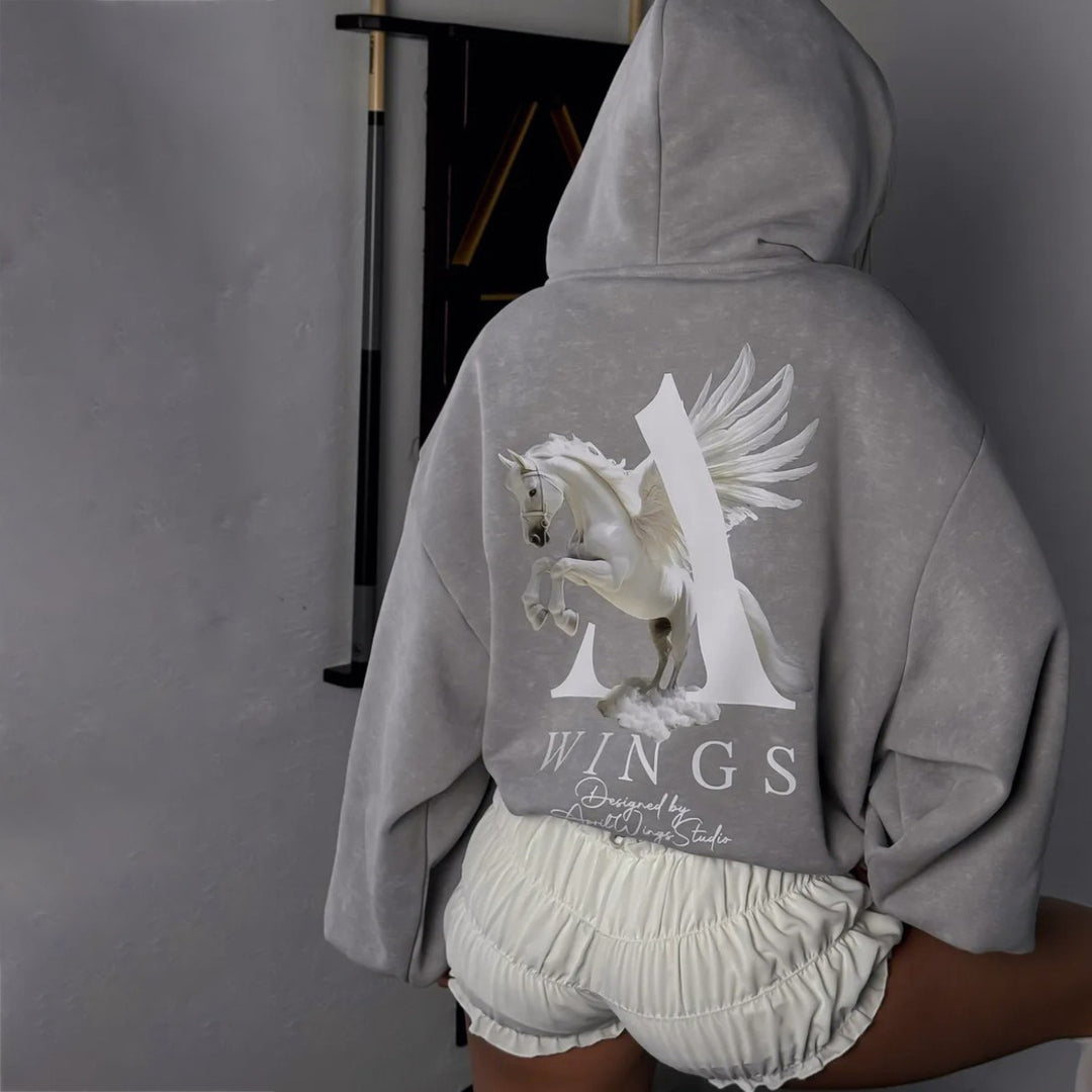 Damen Urbaner Hoodie mit einzigartigem Grafikdesign Drune