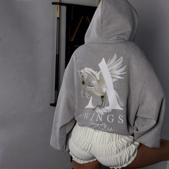 Damen Urbaner Hoodie mit einzigartigem Grafikdesign Drune