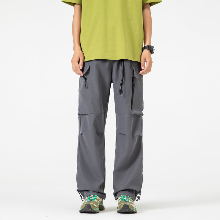 Unisex Weite technische Cargo-Hose mit Multifachtaschen, Tunnelzug und verstellbaren Beinabschlüssen Drune