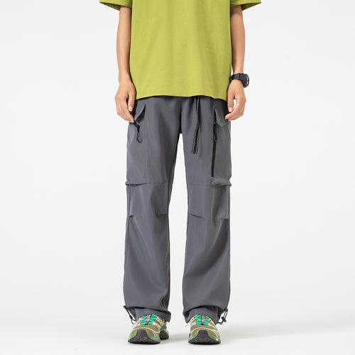 Unisex Weite technische Cargo-Hose mit Multifachtaschen, Tunnelzug und verstellbaren Beinabschlüssen Drune