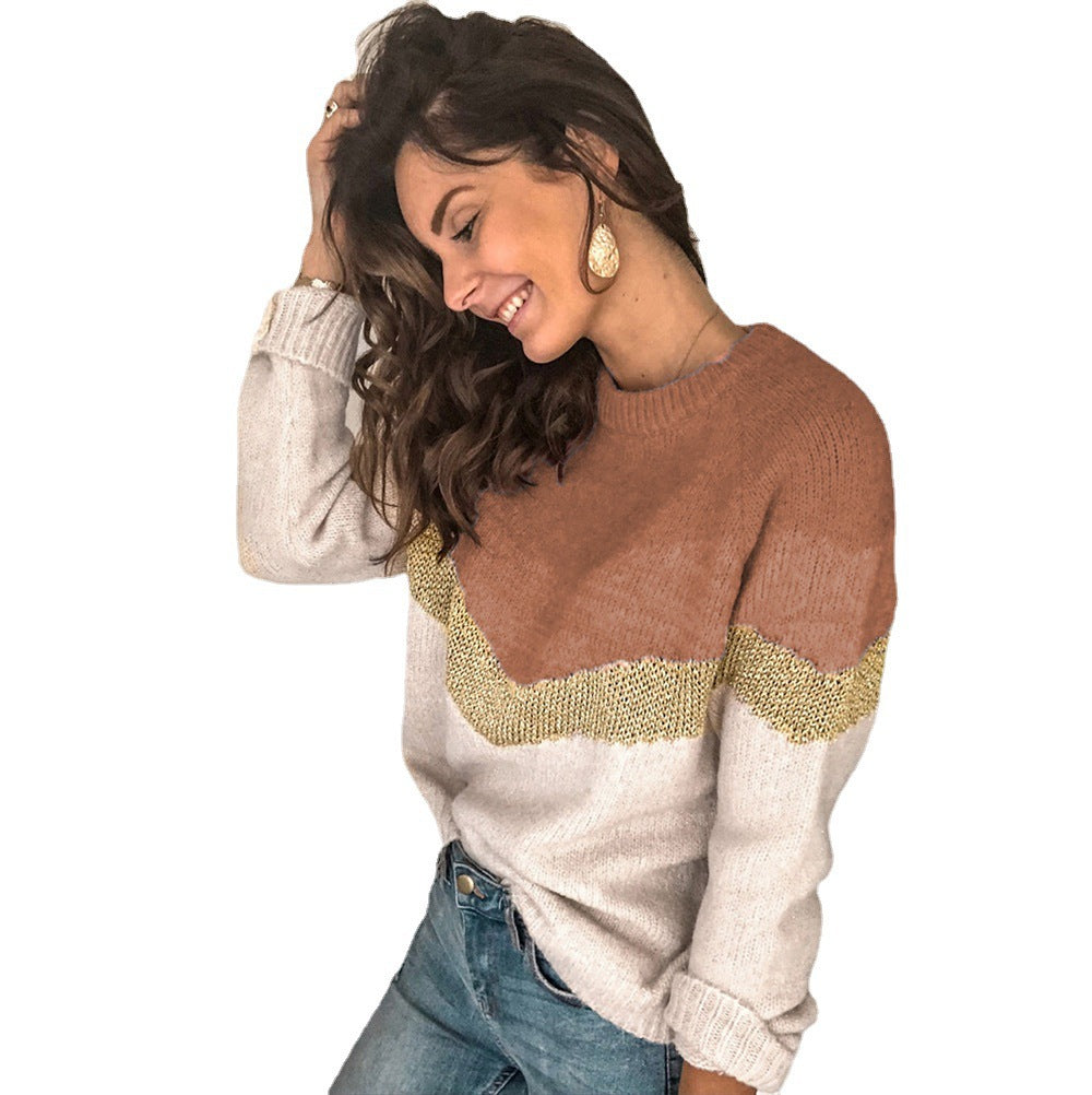 Damen gemusterter Pullover mit grafischem Strickdesign Drune
