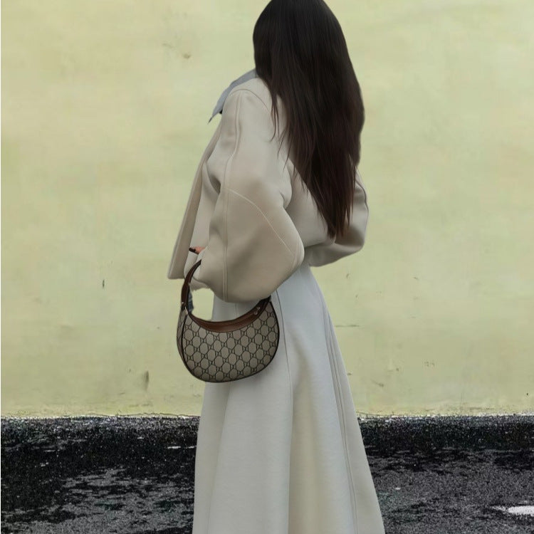 Damen Wickeljacke mit weiten Ärmeln und dekorativem Knopf Drune