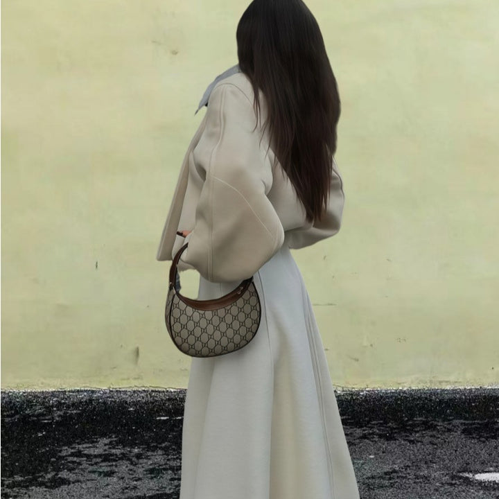 Damen Wickeljacke mit weiten Ärmeln und dekorativem Knopf Drune