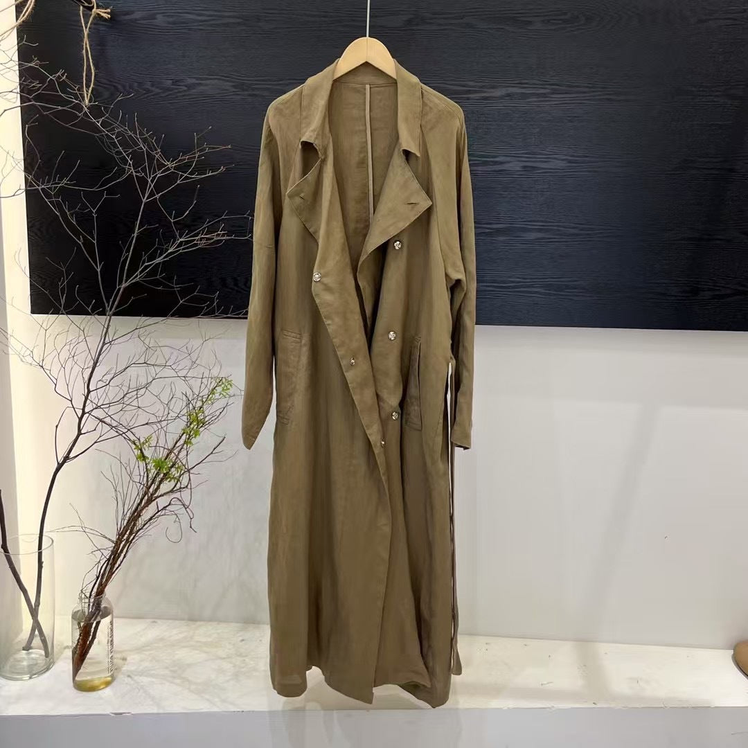 Damen Leinen Trenchcoat Drune